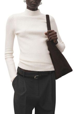Mango Simonet Turtleneck Rib Sweater in Ecru at Nordstrom, Size X-Small