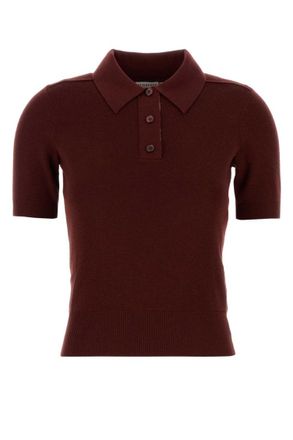 Burberry Red Solid Shirt Collar Polo