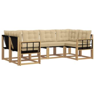 vidaXL Conjunto De Sof&aacute;s De Exterior Con Coj&iacute;n 6 Pcs Y Beige Vidaxl