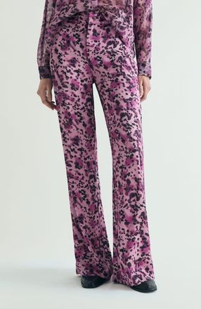 Scalpers Animal Print Fluid Pants in Mauve at Nordstrom, Size X-Small Eu