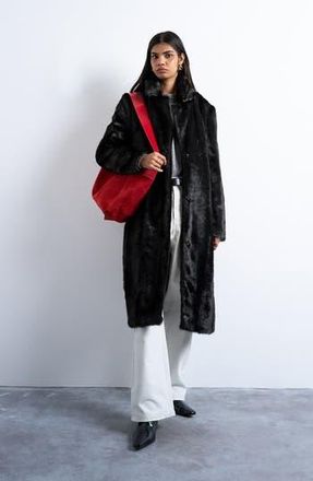 Topshop Going Out Longline Faux Fur Coat in Brown at Nordstrom Rack, Size Medium