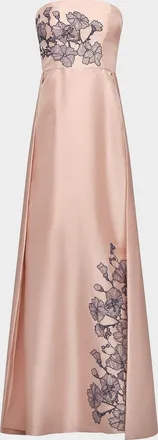 Kay Unger Chandler Floral Appliqu&eacute; Strapless A-Line Gown