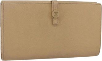 Chanel Pre-owned Leren Portemonnee - Dames - Vintage Accessoires - Beige - ONE Size - Leer - Vintage