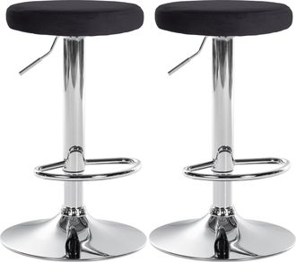 Clp Clp - Set De 2 Taburetes De Bar Ponte En Terciopelo Negro Metal Cromado