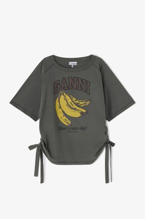 Ganni Grey Banana T-shirt - Size XXS/XS Organic Cotton