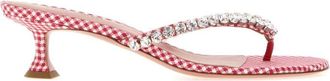 Amina Muaddi Red Rhinestone Heels