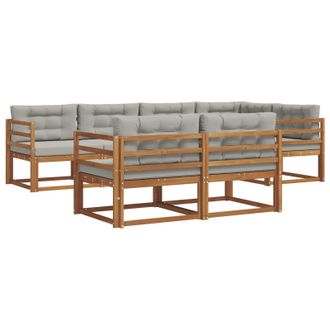 vidaXL Conjunto De Sof&aacute;s De Exterior 7 Pcs Natural Y Gris Claro Vidaxl