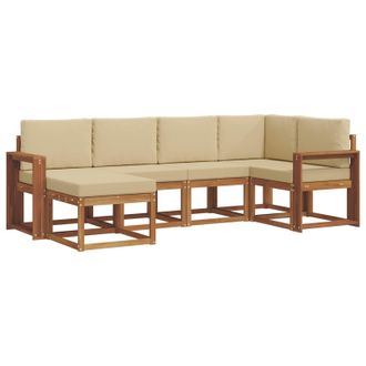 vidaXL Conjunto De Sof&aacute;s De Exterior Con Coj&iacute;n 6 Pcs Natural Y Beige Vidaxl