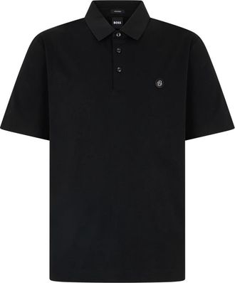 HUGO BOSS Poloshirt van gemerceriseerd katoen met Double B Monogram - Heren - Polos - Zwart - L - Katoen - Tops