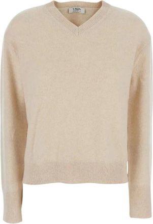 Max Mara Jersey Natural Cuello Pico - Knitwear - Mujer - Beige - M