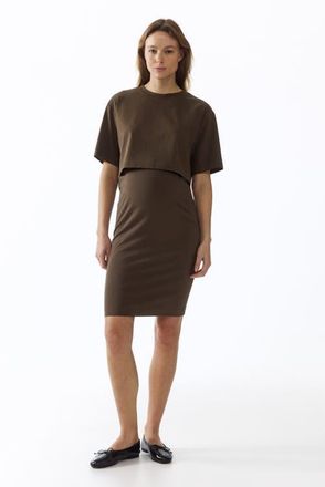 H&M Mama 2-piece Top And Skirt Set in Dark Taupe at Nordstrom, Size Xx-Large