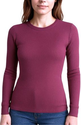 Watson's Womens Therma Rib Long Sleeve Thermal Crew in Burgundy at Nordstrom, Size X-Large