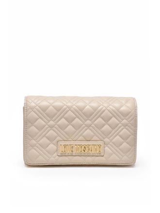 Love Moschino White Quilted Clip Closure Polyurethane Shoulder Bag