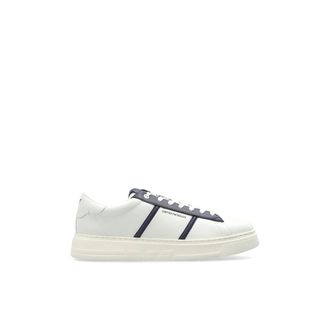 Emporio Armani Sportschoenen met logo - Heren - Sneakers - Wit - 44 1/2 EU - Leer - Schoenen