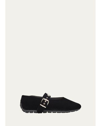Simone Rocha Embellished Velvet Mary Jane Ballerina Flats