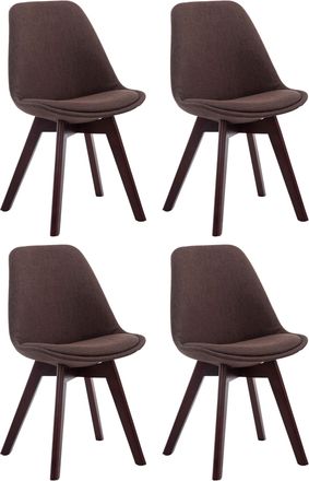 Clp Clp - Set De 4 Sillas Borneo Para Comedor En Tela Marr&oacute;n Nogal