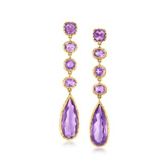Ross-Simons Amethyst Drop Earrings in 18kt Gold Over Sterling