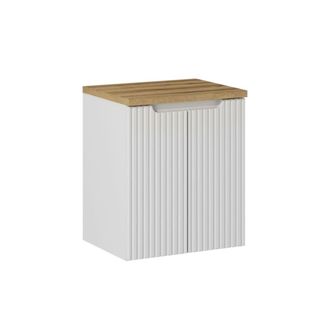 Petits Meubles Mueble bajo lavabo 2 puertas encimera estratificado Blanco marr&oacute;n