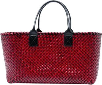 Bottega Veneta Pre-owned Intrecciato Cabat - Dames - Vintage Shopper - Rood - ONE Size - Leer - Vintage