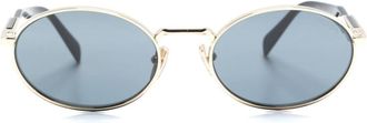 Prada logo-engraved oval-frame sunglasses - women - Metal/Plastic - 55 - Gold
