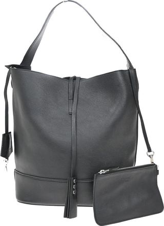 Louis Vuitton Nn14 Cuir Nuance Bucket Bag Leather Black Leather Bag (Pre-Owned)