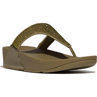 FitFlop Lulu Embellished Flip Flop in Metallic Camo-Green at Nordstrom Rack, Size 6