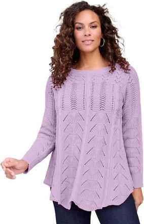 Roaman's Scallop Hem Pointelle Sweater in Pale Lavender at Nordstrom, Size 36