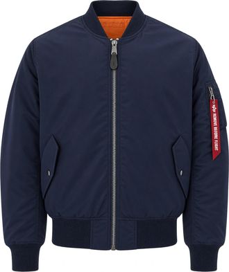 Alpha Industries Blue Ribbed Knit Padded Bomber Jacket
