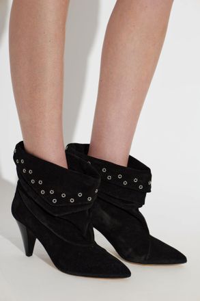 Isabel Marant Suede Heeled Ankle Boots Lyone, Womens, Black