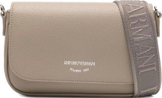Emporio Armani Cross Body Bags, female, Beige, Size: ONE SIZE Leather Crossbody Bag with Logo Strap