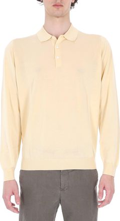 Drumohr Yellow Long-Sleeve Cotton Polo Shirt