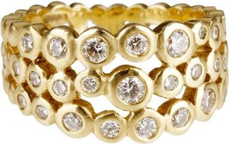 Dower & Hall 18k Gold & Diamond Triple Row Dotty Ring - 1.00CT