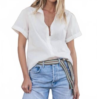 Dylan Short Sleeve Roll Up Sleeve Shirt In White