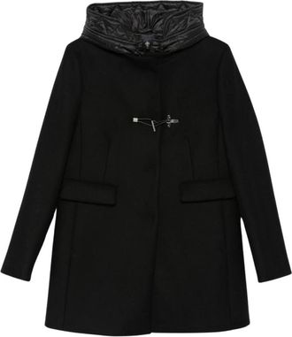 Fay Drieknoops Enkelrij Jas - Dames - Mantel - Zwart - XS - Leer - Jassen