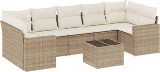vidaXL Vidaxl - Juego De Sof&aacute;s De Jard&iacute;n Con Cojines Beige 8 Pzas Rat&aacute;n Pe