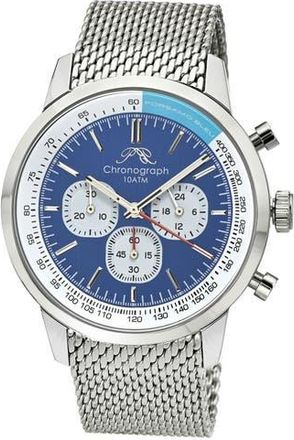 Porsamo Bleu Simon Mesh Strap Chronograph Watch, 44mm in Silver And Blue at Nordstrom Rack