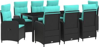vidaXL Juego De Comedor Para Exteriores 9 Uds. Rat&aacute;n Sint&eacute;tico Vidaxl