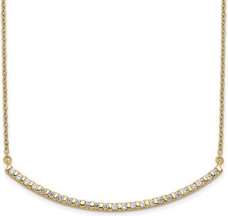 Diamond2Deal 14K Gold 1/2 Ct Lab Grown Diamond Curved Bar Pendant Necklace 18 Clarity VS, Color G-H