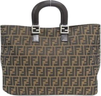 Fendi Pre-owned Tote Bags, female, Brown, Size: ONE SIZE Pre-owned Canvas Handbag