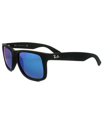 Ray-Ban Mens Sunglasses Justin 4165 622/55 Rubber Black Blue Mirror - One Size