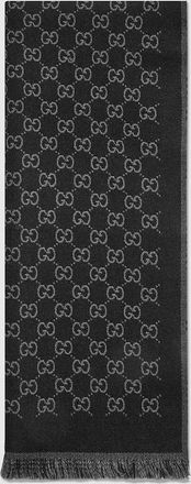Gucci Reversible Wool Jacquard Scarf, Grey