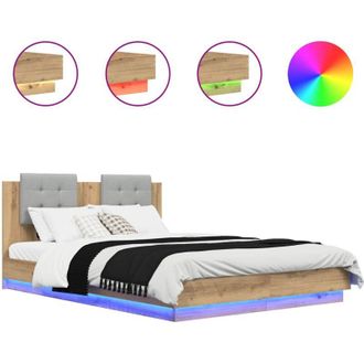 vidaXL Bed Frame with Headboard with Storage Artisan Oak 120 x 200 cm vidaXL