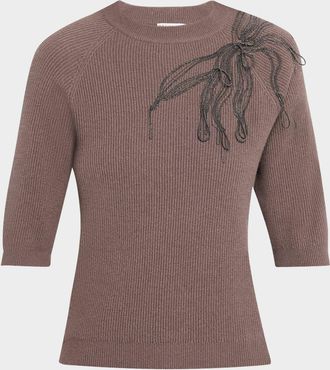 Brunello Cucinelli Cashmere Sweater with Monili Embroidery