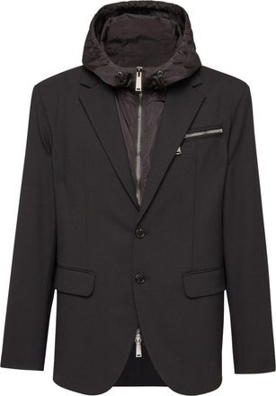 Dsquared2 single-breasted hooded blazer - men - Polyamide/Polyester/Virgin Wool/Polyester/Elastane - 54 - Black