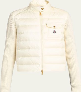 Moncler Padded Wool Zip-Up Cardigan