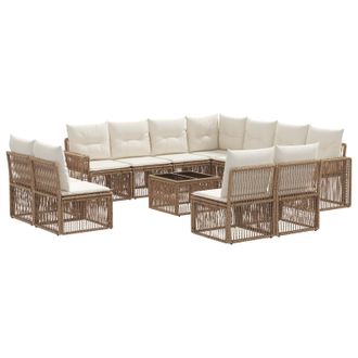 vidaXL Conjunto De Sof&aacute;s De Jard&iacute;n 12 Pcs Beige Y Blanco Crema Vidaxl