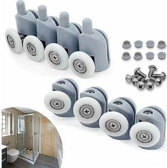 OEM Juego De 8 Rodillos Dobles De Repuesto Para Puertas De Ducha, Ruedas De 23 Mm De Di&aacute;metro (8 Piezas Individuales De 23 Mm)