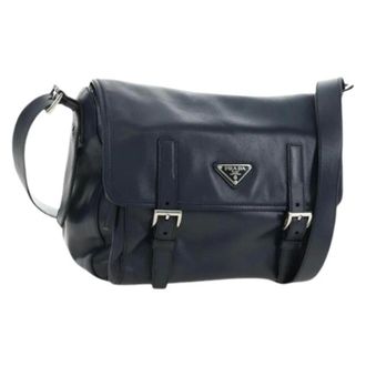 Prada Pre-owned Vintage Schoudertas - Dames - Pre-owned - Blauw - Maat: ONE Size Leer