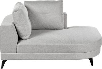 Beliani Chaise Longue Moderna Izquierda Tapizado De Lino Sint&eacute;tico Repelente Al Agua Patas De Hierro Negras Con Cojines Gris Marum