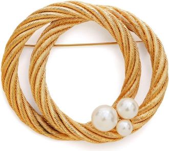 Dior faux-pearl rope brooch - women - Faux Pearl/Gold Plated - One Size